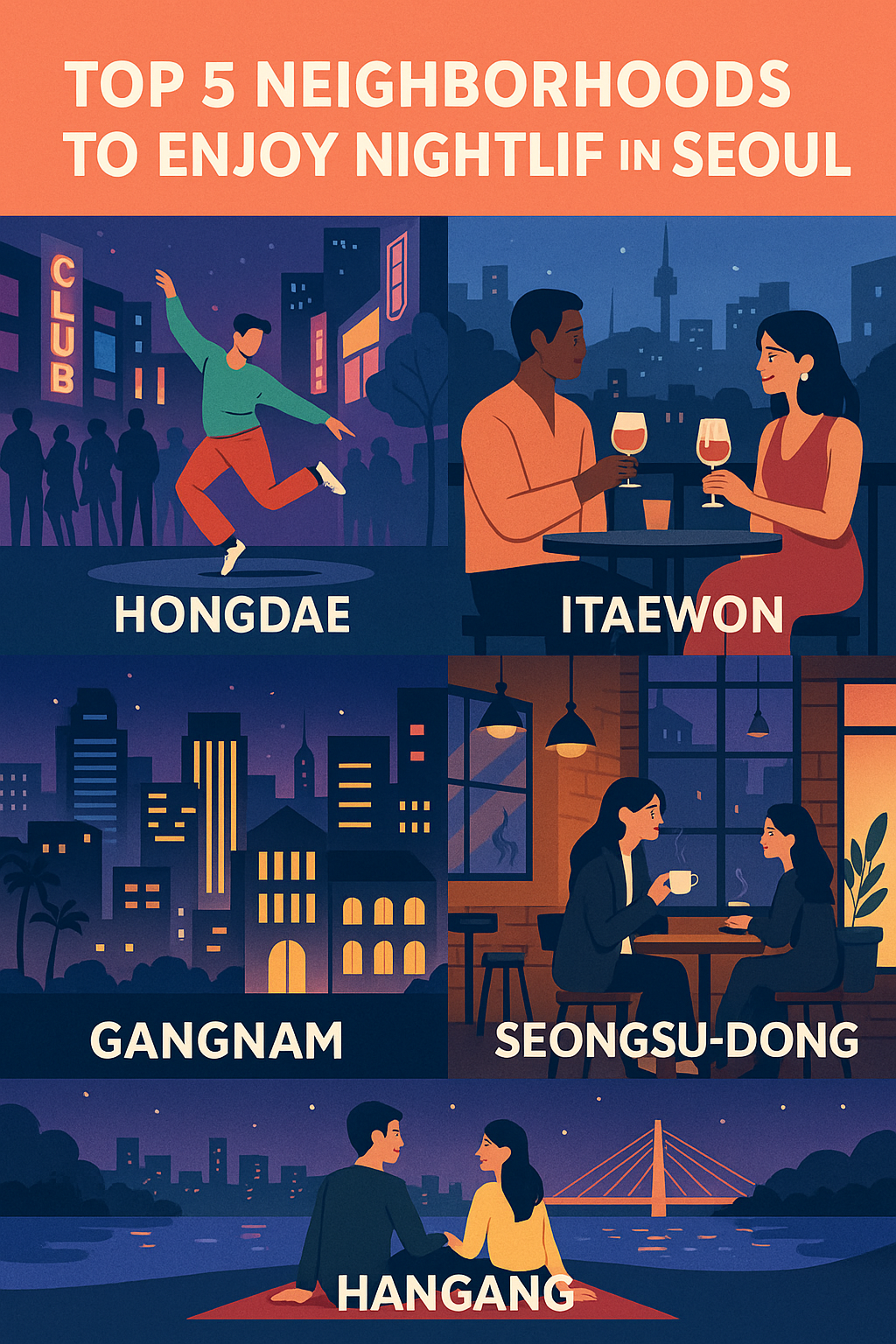 Top 5 Neighborhoods to Enjoy Nightlife in Seoul, South Korea
